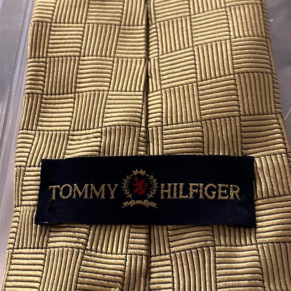 Tommy Hilfiger Gold Checkered Tie